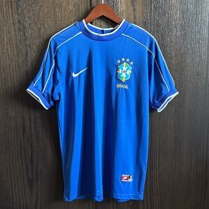 Vintage Nike Brazil 1998 Away Jersey Ronaldo #9 Med Blue CBF World Cup Authentic